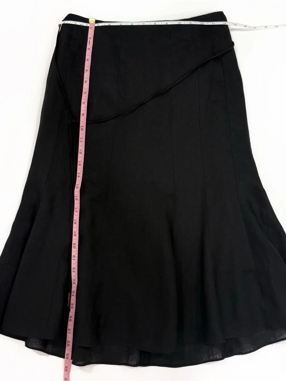 Lauren Ralph Lauren Black Whimsical A-Line Midi Skirt with Flared Hem | Size 4P